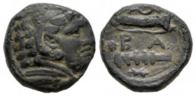 Kingdom of Macedon. Alexander III, "The Great". AE 17. 325-310 BC. Uncertain mint. (Price-380). Anv.: Head of Herakles right, wearing lion skin headdr...
