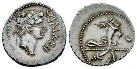 Kings of Mauretania. Iuba II. Denarius. 25 BC - 24 AD. Caesarea. (Mazard-241). (MAA-95). (Müller-Africa 25). Anv.: REX IVBA, diademed head to right. R...