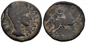 Bilbilis. Augustus period. Unit. 27 BC - 14 AD. Calatayud (Zaragoza). (Abh-275). Anv.: AVGVSTVS. (DI)VI. F. Head of Augustus right. Rev.: Horseman rig...