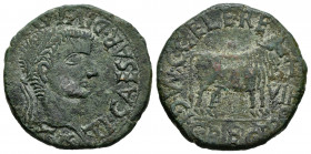 Calagurris. Time of Tiberius. Unit. 14 - 36 BC. Calahorra (La Rioja). (Abh-430). (Acip-3130). Anv.: TI. CAESAR. DIVI. A(VG. F.AVGVS)TVS. Laureate head...