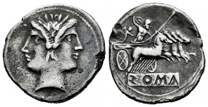 Anonymous. Didrachm - quadrigatus. 225-214 d.C. Rome. (Craw-29/3). (Sydenham-64)...