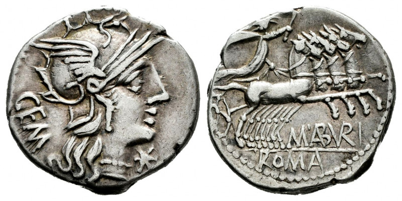 Aburius. Denarius. 132 BC. Rome. (Ffc-88). (Craw-250/1). (Cal-60). Anv.: Head of...