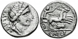 Aelius. C. Allius Bala. Denarius. 92 BC. Rome. (Ffc-102). (Craw-336/1c). (Cal-72a). Anv.: Female head (Diana?) right, BALA behind, letter below chin. ...