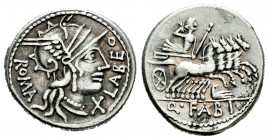 Fabius. Quintus Fabius Labeo. Denarius. 124 BC. Norte de Italia. (Ffc-697). (Craw-273/1). (Cal-571). Anv.: Head ot Roma right, LABEO., before, X under...