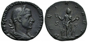 Trebonianus Gallus. Sestertius. 251-253 AD. Rome. (Ric-IV 166a). (C-86). Anv.: IMP CAES C VIBIVS TREBONIANVS GALLVS AVG, laureate, draped and cuirasse...