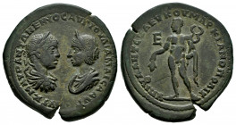 Moesia Inferior. Elagabalus with Julia Maesa. Pentassarion. 220-221 AD. Marcianopolis. (AMNG-I 950 var). (Varbanov-1667). Anv.: Laureate, draped, and ...