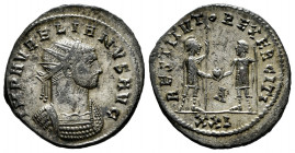 Aurelian. Antoninianus. 275 AD. Cyzicus. (Ric-366). (C-206). Anv.: IMP AVRELIANVS AVG, radiate and cuirassed bust right. Rev.: RESTITVTOR EXERCITI. Au...