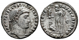 Constantinus I. Follis. 313-314 AD. Heraclea. (Spink-15958). (Ric-5). Rev.: IOVO CONSERVATORI AVGG. Ae. 4,40 g. Some original silvering remaining. AU....