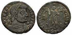 Vetranius. Maiorina. 350 AD. Siscia. (Ric-VIII 285). Anv.: D N VETRANIO P F AVG, laureate, draped and cuirassed bust to right; A behind, star before. ...