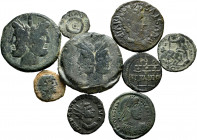 Lot of 9 bronzes from different periods, Greek, Hispanic, Roman. TO EXAMINE. Choice F/Choice VF. Est...300,00. 

Spanish Description: Lote de 9 bron...