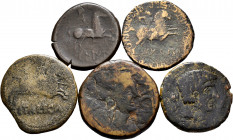 Lot of 5 coins from Hispania Antigua. Different mints such as: Kelin (2), Osca, Arse and Bilbilis. Scarces. Ae. TO EXAMINE. Almost F/Choice F. Est...2...