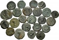 Lot of 23 Cartagonova bronzes, 1 unit and 22 Semis. TO EXAMINE. F/VF. Est...200,00. 

Spanish Description: Lote de 23 bronces de Cartagonova, 1 As y...