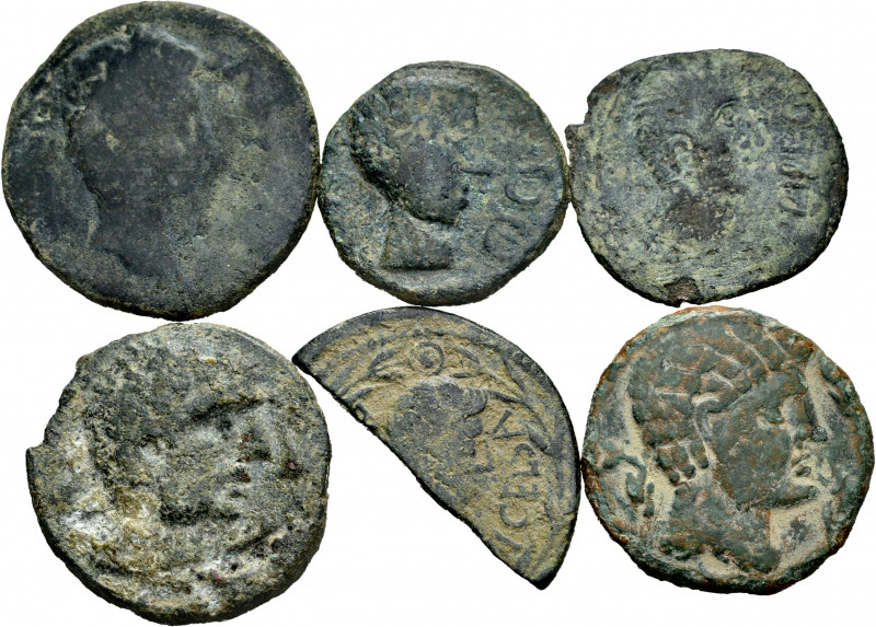 Lot of 6 coins from Ancient Hispania. Different mints such as Alaun, Cástulo, Ca...
