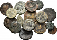 Lot of 16 coins from Ancient Hispania. Containing different values and mints such as: Seteisken, Saiti, Sekobirikes, Bilbilis, Cesse, Sekaisa, Iltirta...