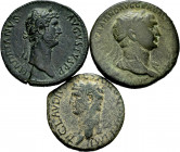Lot of 3 coins from the Roman Empire. As of Claudius I, Sestertius of Trajan and Hadrian. Some slightly smoothed and scarce. Ae. TO EXAMINE. Choice F/...