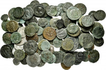 Lot of 100 coins from the Roman Empire. Great variety of emperors and mints, with values such as Follis, Centenional, Denarius and some provincial bro...