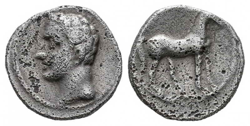 Hispanic-Carthaginian Coinage. 1/4 shekel. 220-205 BC. Cartagena (Murcia). (Abh-...