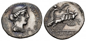 Annius. C. Annius y Lucius Fabius. Denarius. 82-81 BC. Hispania. (Ffc-136). (Craw-366/1c). (Cal-115). Anv.: C. ANNI T.F.T.N. PRO.COS. EX.S.C., diademe...