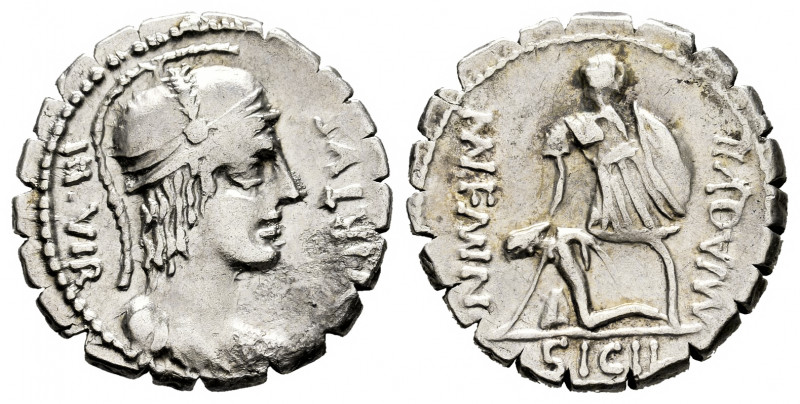 Aqullius. Manius Aquilius Mn.f.Mn.n. Denarius. 71 BC. Uncertain mint. (Ffc-167)....