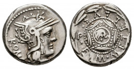 Caecilius. M. Caecilius Metellus Q.f. Denarius. 127 BC. Rome. (Ffc-206). (Craw-263/1b). (Cal-282). Anv.: Head of Roma right, with star on helmet, but ...