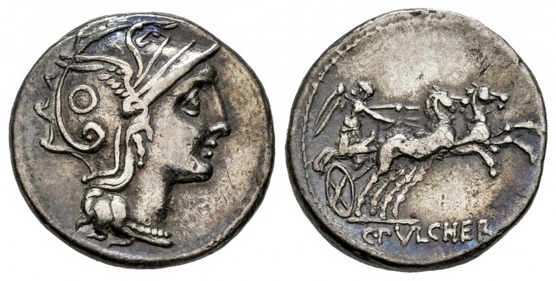 Claudia. C. Claudius Pulcher. Denarius. 110-109 BC. Rome. (Ffc-565). (Craw-300/1...