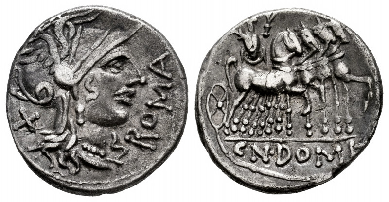 Domitius. Cnaeus Domitius Ahenobarbus. Denarius. 116-115 BC.. Norte de Italia. (...