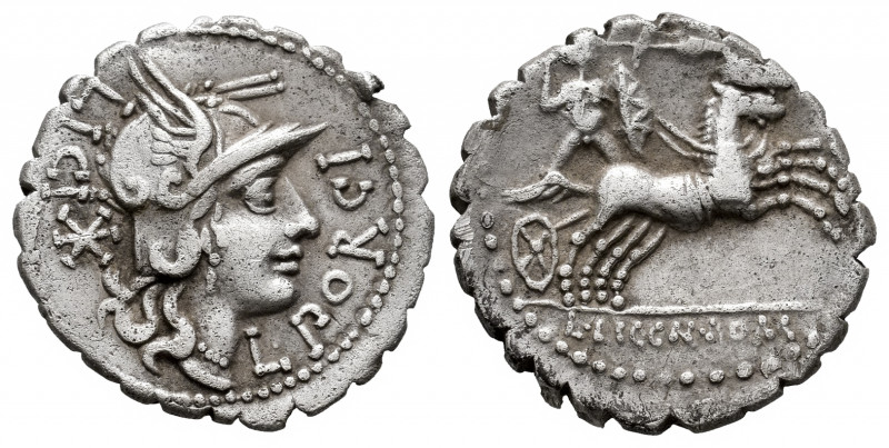 Porcius. Lucius Porcius Licinius. Denarius. 118 BC. Narbo. (Ffc-1054). (Craw-282...