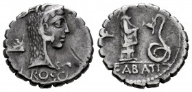 Roscius. L. Roscius. Denarius. 62 BC. Central Italy. (Ffc-1090). (Craw-412/1). (Cal-1231). Anv.: L. ROSCI. below the head of Juno Sospita right, weari...