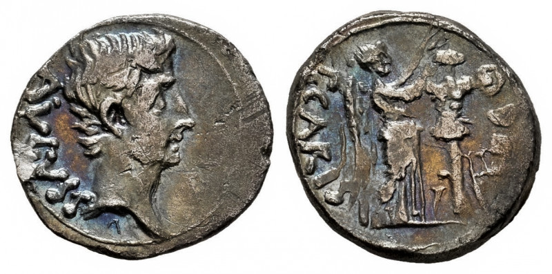 Augustus. P. Carisius. Quinarius. 25-23 BC. Emerita (Mérida). (Ric-1a). (Rsc-386...