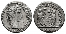Augustus. Denarius. 7-6 BC. Lugdunum. (Ffc-25). (Ric-210). (Cal-855). Anv.: CAESAR AVGVSTVS DIVI. F. PATER. PATRIAE, laureate head of Augustus right. ...