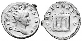 Divus Vespasian. Antoninianus. 250-251 AD. Mediolanum. (Ric-80). (Rsc-652). Rev.: CONSECRATIO, lighted altar. Ag. 4,12 g. Scarce. Choice VF/Almost XF....