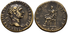 Trajan. Sestertius. 101-102 AD. Rome. (Ric-II 432 var). (Woytek-107b). (Bmcre-745). Anv.: IMP CAES NERVA TRAIAN AVG GERM P M, laureate bust to right, ...