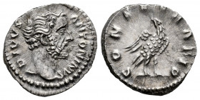 Divus Antoninus Pius. Denarius. 161 AD. Rome. (Ric-III 429). (Bmcre-41). (Rsc-154). Anv.: DIVVS ANTONINVS, bare head to right. Rev.: CONSECRATIO, eagl...