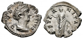 Diva Faustina. Denarius. 141 AD. Rome. (Ric-III 344). (Bmcre-345). (Rsc-26). Anv.: DIVA FAVSTINA, draped bust to right. Rev.: AETERNITAS, Juno standin...
