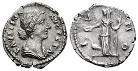 Faustina Junior. Denarius. 161-176 AD. Rome. (Ric-III 688). (Bmcre-107). (Rsc-120). Anv.: FAVSTINA AVGVSTA, draped bust to right. Rev.: IVNO, Juno sta...