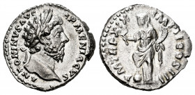 Marcus Aurelius. Denarius. 165 AD. Rome. (Ric-132). (C-476). Anv.: ANTONINVS AVG ARMENIACVS, laureate head right. Rev.: P M TR P XIX IMP II COS III, F...