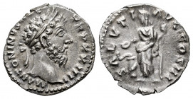 Marcus Aurelius. Denarius. 168-169 AD. Rome. (Ric-207). Anv.: M ANTONINVS AVG TR P XXIII, laureate head right. Rev.: SALVTI AVG COS III, Salus standin...