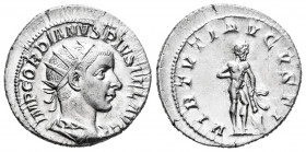 Gordian III. Antoninianus. 241-243 AD. Rome. (Ric-95). (Rsc-404). Rev.: VIRTVTI AVGVSTI, Hercules standing to right, resting one hand on hip and other...