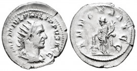 Philip I. Antoninianus. 244-247 AD. Rome. (Ric-28c). (Rsc-25). Rev.: ANNONA AVGG, Annona standing to left, holding cornucopiae and corn ears over modi...