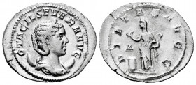 Otacilia Severa. Antoninianus. 248-249 AD. Rome. (Ric-130). (Rsc-43). Rev.: PIETAS AVGVSTAE, Pietas standing to left, holding box of perfumes and rais...
