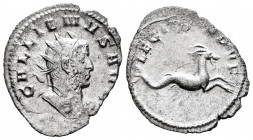 Gallienus. Antoninianus. 261 AD. Mediolanum. "Legionary series" issue. (Ric-315). (Rsc-447). Rev.: LEG I ADI VI P VI F, capricorn right. Ag. 3,05 g. R...
