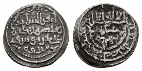 Almoravids. Alí Ibn Yusuf. Quirat. 500-537 H. Malaqa (Málaga). (Fbm-Cc3). (Numisma-237, pag 295, 9). Ag. 0,85 g. Porosities in metal. Very rare. Choic...