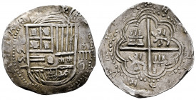 Philip II (1556-1598). 4 reales. 1596. Granada. F. (Cal-492). Ag. 13,30 g. A good sample for this type. Very rare date. Choice VF. Est...600,00. 

S...