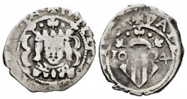 Philip IV (1621-1665). Dieciocheno. 1624. Valencia. (Cal-813). Ag. 2,15 g. Without value on obverse. VF. Est...30,00. 

Spanish Description: Felipe ...