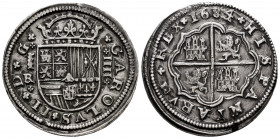 Charles II (1665-1700). 4 reales. 1684. Segovia. BR. (Cal-562). Ag. 12,47 g. Scratches. Choice VF/VF. Est...300,00. 

Spanish Description: Carlos II...