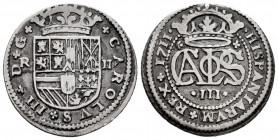 Charles III The Pretender (1701-1714). 2 reales. 1711. Barcelona. (Cal-32). Ag. 4,45 g. VF. Est...50,00. 

Spanish Description: Carlos III, Pretendi...