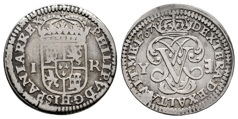 Philip V (1700-1746). 1 real. 1707. Segovia. Y. (Cal-621). Ag. 2,16 g. Small dig...