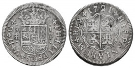 Philip V (1700-1746). 1 real. 1721. Segovia. F. (Cal-623). Ag. 2,48 g. Cleaned. Almost VF. Est...25,00. 

Spanish Description: Felipe V (1700-1746)....