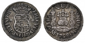 Ferdinand VI (1746-1759). 1/2 real. 1758. Mexico. M. (Cal-94). Ag. 1,65 g. Beautiful patina. Choice VF. Est...70,00. 

Spanish Description: Fernando...