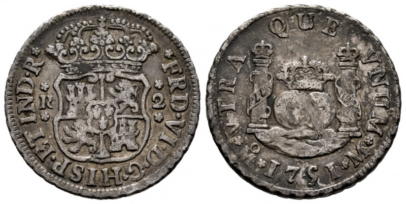 Ferdinand VI (1746-1759). 2 reales. 1751/41. Mexico. M. (Cal-290). Ag. 6,63 g. V...